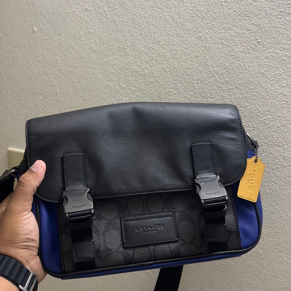 Coach Black and Blue Men's Messenger Bag